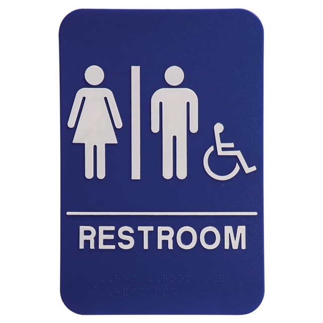 Quick Ship ADA Restroom Blue Sign