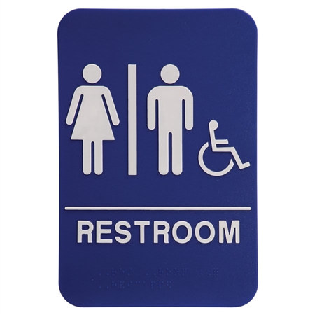 Quick Ship ADA Restroom Blue Sign
