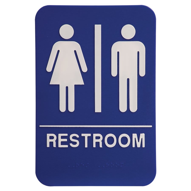 Quick Ship ADA Restroom Blue Sign