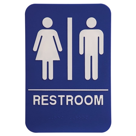 Quick Ship ADA Restroom Blue Sign