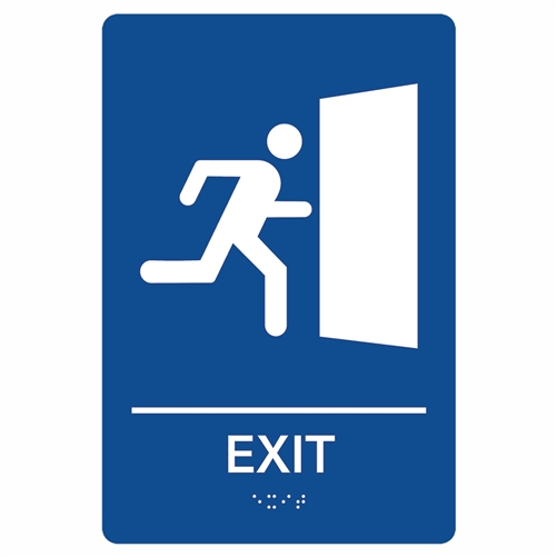 Quick Ship ADA Blue Exit Sign
