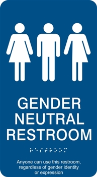 Gender Neutral ADA Braille Restroom Sign