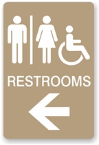 Directional Restroom Sign with Arrow