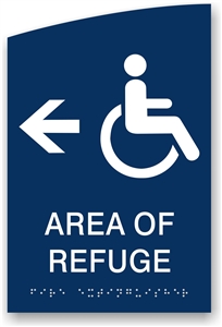 ADA Braille Area of Refuge Directional Sign