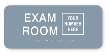 Custom ADA braille exam room sign for medical office and healthcare facility door identification