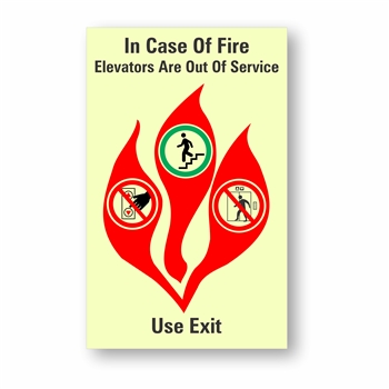 Elevator In Case of Fire Sign