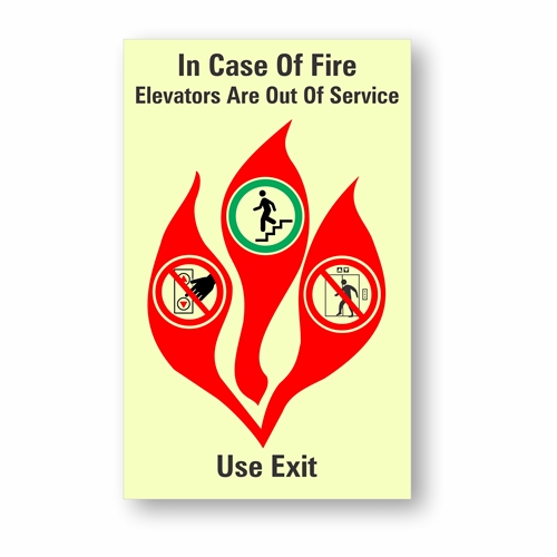 Elevator In Case of Fire Sign