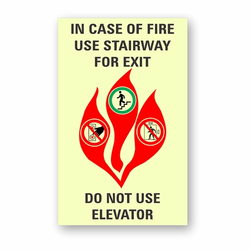 Elevator In Case of Fire Sign