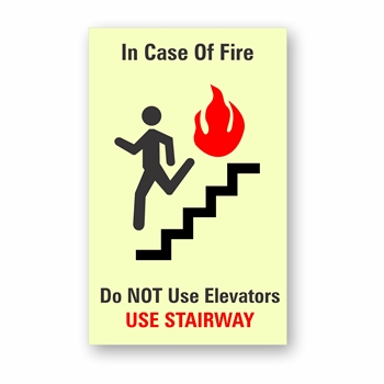 Elevator In Case of Fire Sign