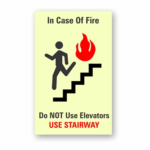 Elevator In Case of Fire Sign