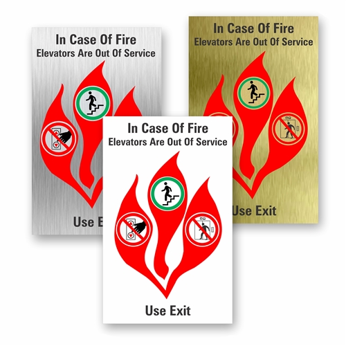 Elevator In Case of Fire code Sign for fire emergencies