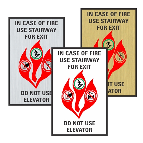 Elevator In Case of Fire Sign