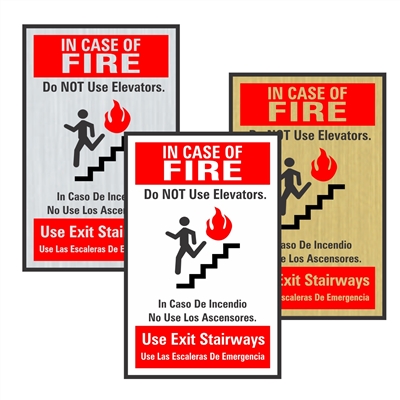 Elevator In Case of Fire Sign
