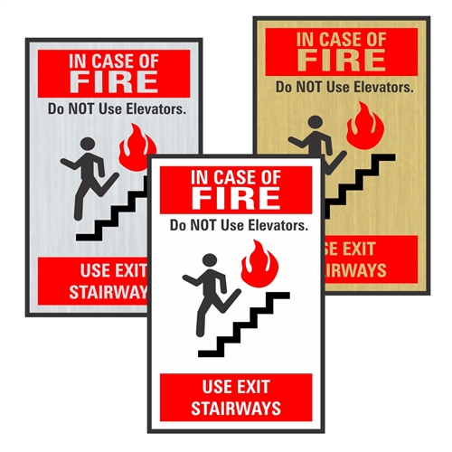 Elevator In Case of Fire Sign