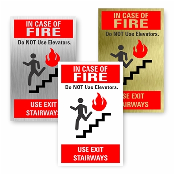 Elevator In Case of Fire code emergency Signs