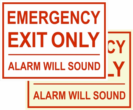 Luminous or Non-Luminous Emergency Exit Only Alarm sign