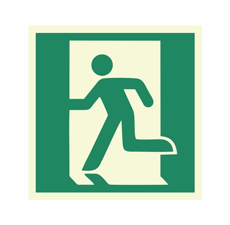 Photoluminescent Left Facing Running Man Sign