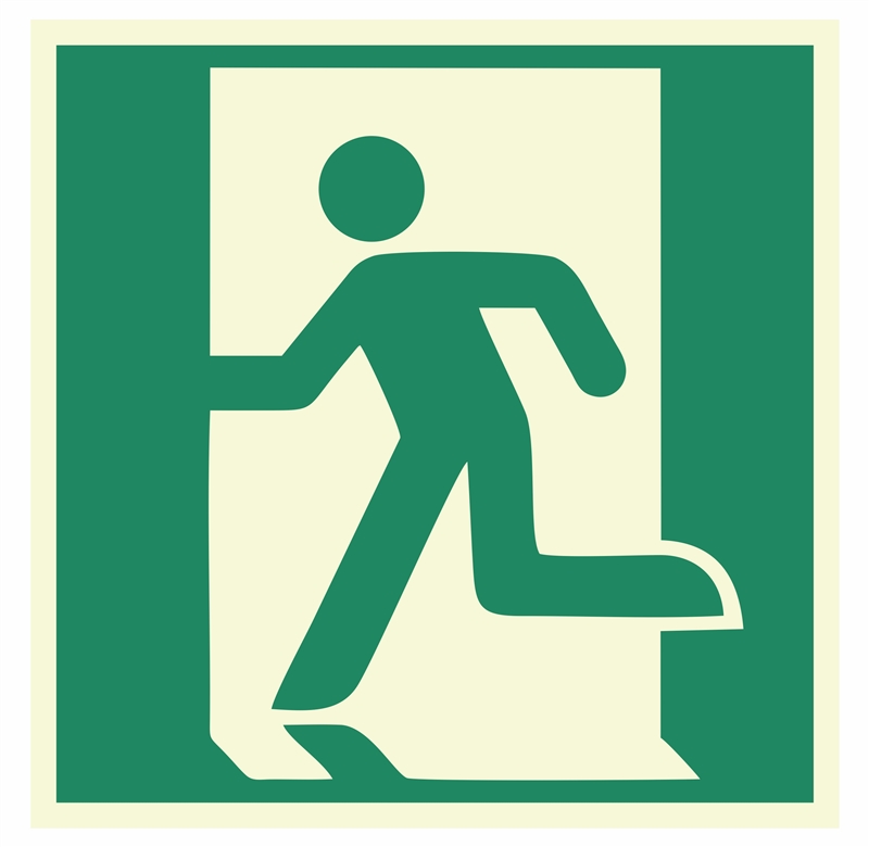 Photoluminescent Left Facing Running Man Sign