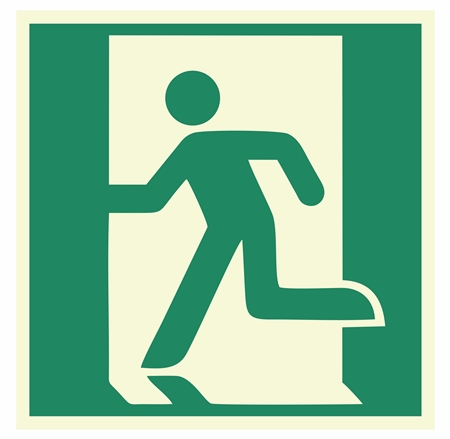 Photoluminescent Left Facing Running Man Sign
