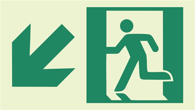 Photoluminescent running man directional signs