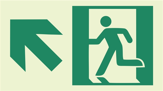 Photoluminescent running man directional signs
