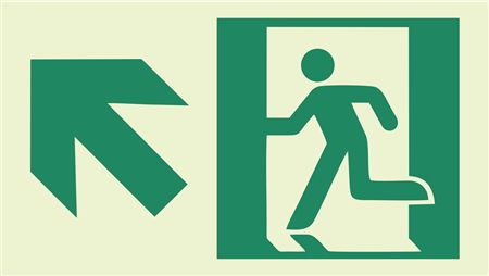 Photoluminescent running man directional signs