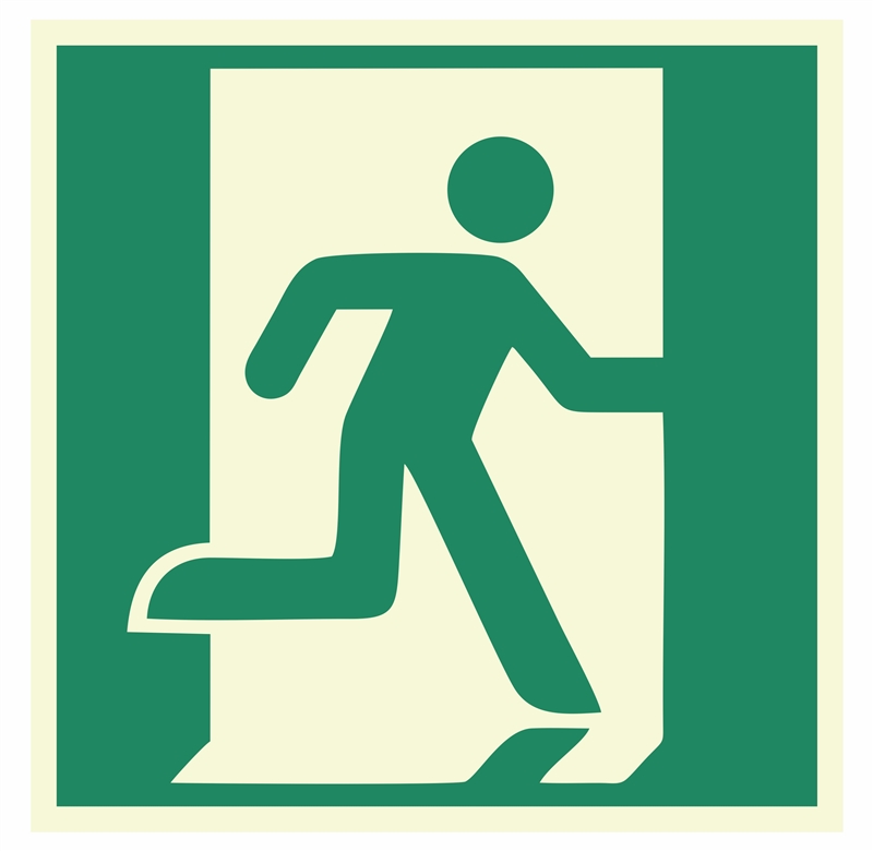 Photoluminescent Right Facing Running Man Sign
