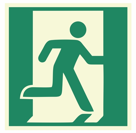Photoluminescent Right Facing Running Man Sign