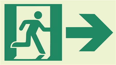 Photoluminescent running man directional signs