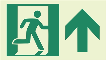 Photoluminescent running man directional signs