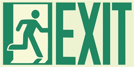 Photoluminescent running man EXIT signs