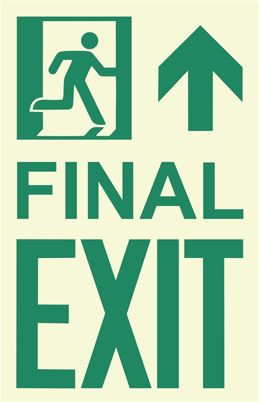 Photoluminescent Running Man Final Exit Sign, Up Arrow