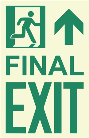 Photoluminescent Running Man Final Exit Sign, Up Arrow
