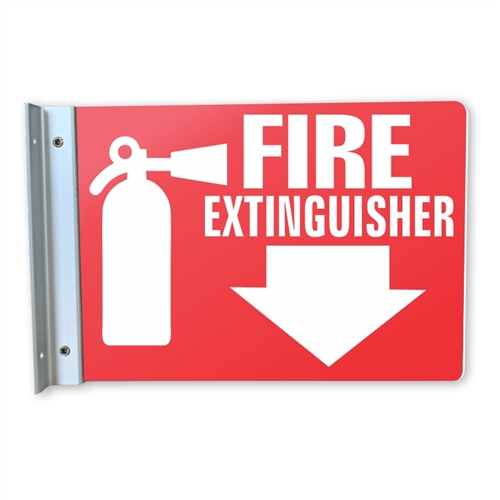 Red Fire Extinguisher Wall Projecting Corridor Sign