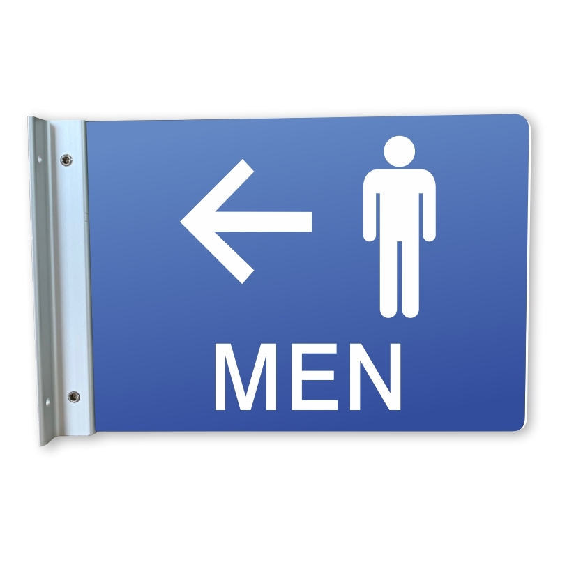 Not Handicap Men's Restroom Wall Projecting Sign, Left Arrow
