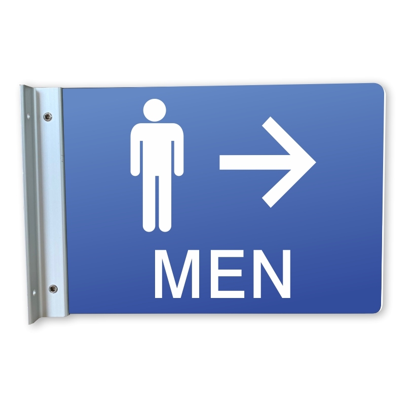 Not Handicap Men's Restroom Wall Projecting Sign, Right Arrow