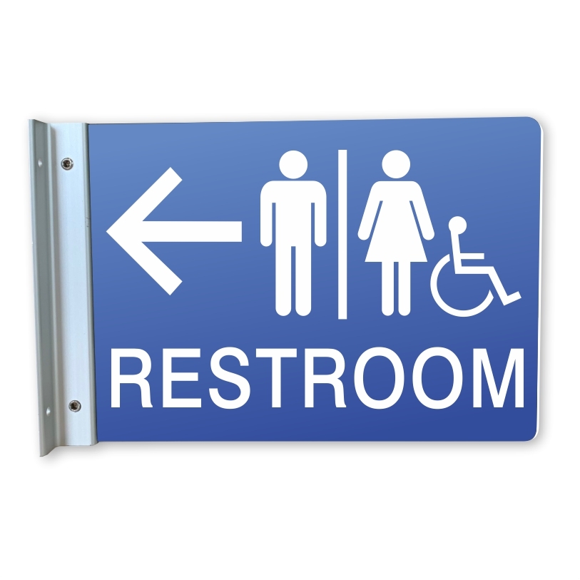 Directional Handicap Restroom Wall Projecting Sign