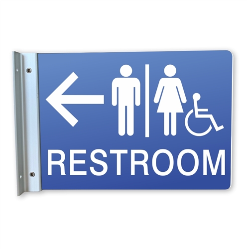 Directional Handicap Restroom Wall Projecting Sign