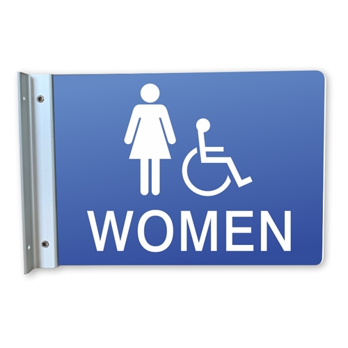 Handicap Women's Restroom Wall Projecting Sign