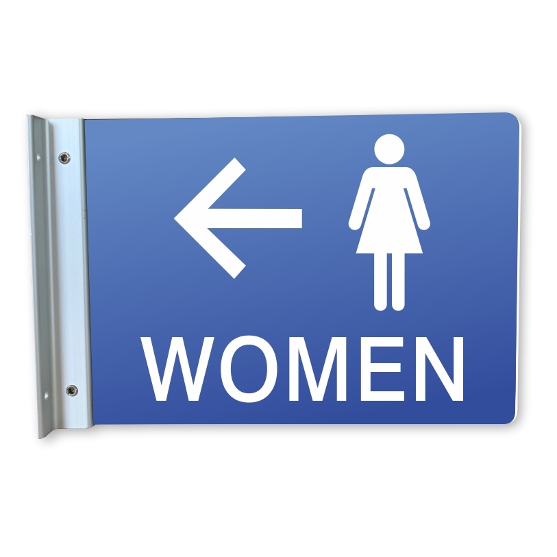 Not Handicap Women's Restroom Wall Projecting Sign, Left Arrow