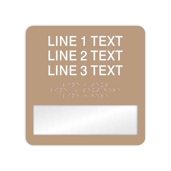 Window Braille Sign, 8x8", 3 lines