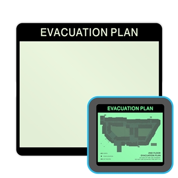 11x10 photoluminescent evacuation map sign with 8.5x11 insert window