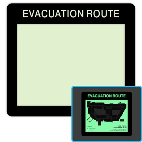 Photoluminescent Window Evacuation Plan Map Sign Holder