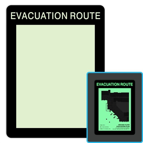 Photoluminescent Window Evacuation Plan Map Sign Holder