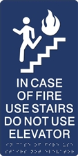 In Case of Fire Braille Sign