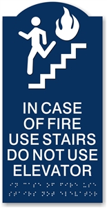 In Case of Fire Braille Sign