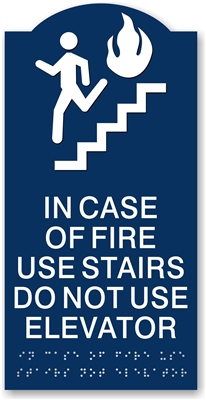 In Case of Fire Braille Sign