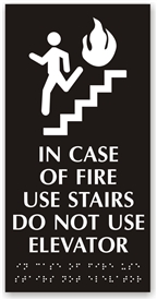 In Case of Fire Braille Sign